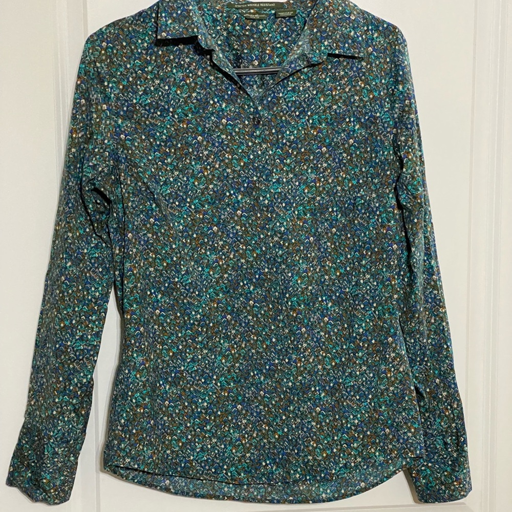 Eddie Bauer Floral Button Down Shirt - Blue and Green